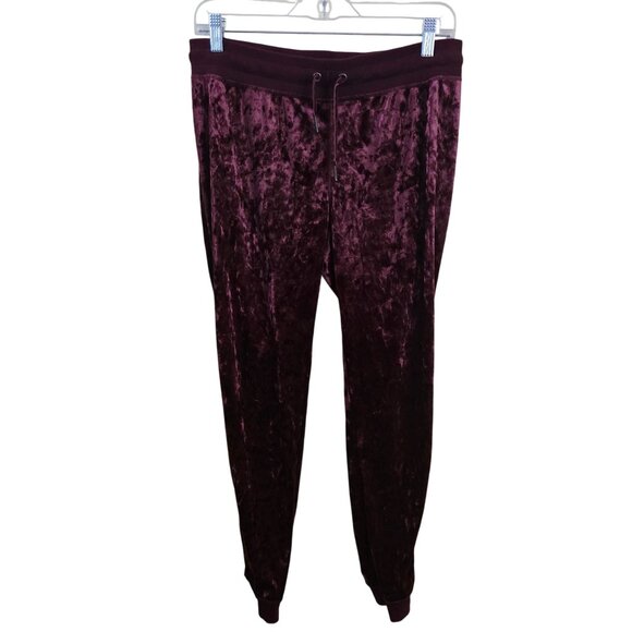 Betsey Johnson Crushed Velvet Sweatpants Cabernet Hooray Size M - Picture 2 of 7
